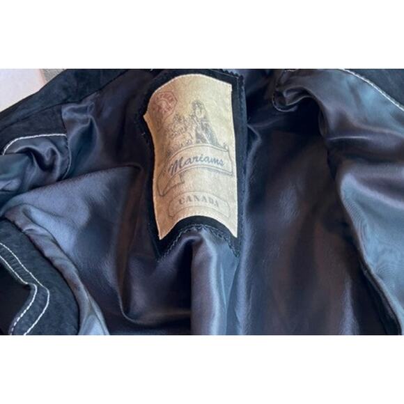 MARIAMS Canada Black Suede Leather Vest Top-Stitch 4 Pockets Fully Lined Large - Picture 6 of 7